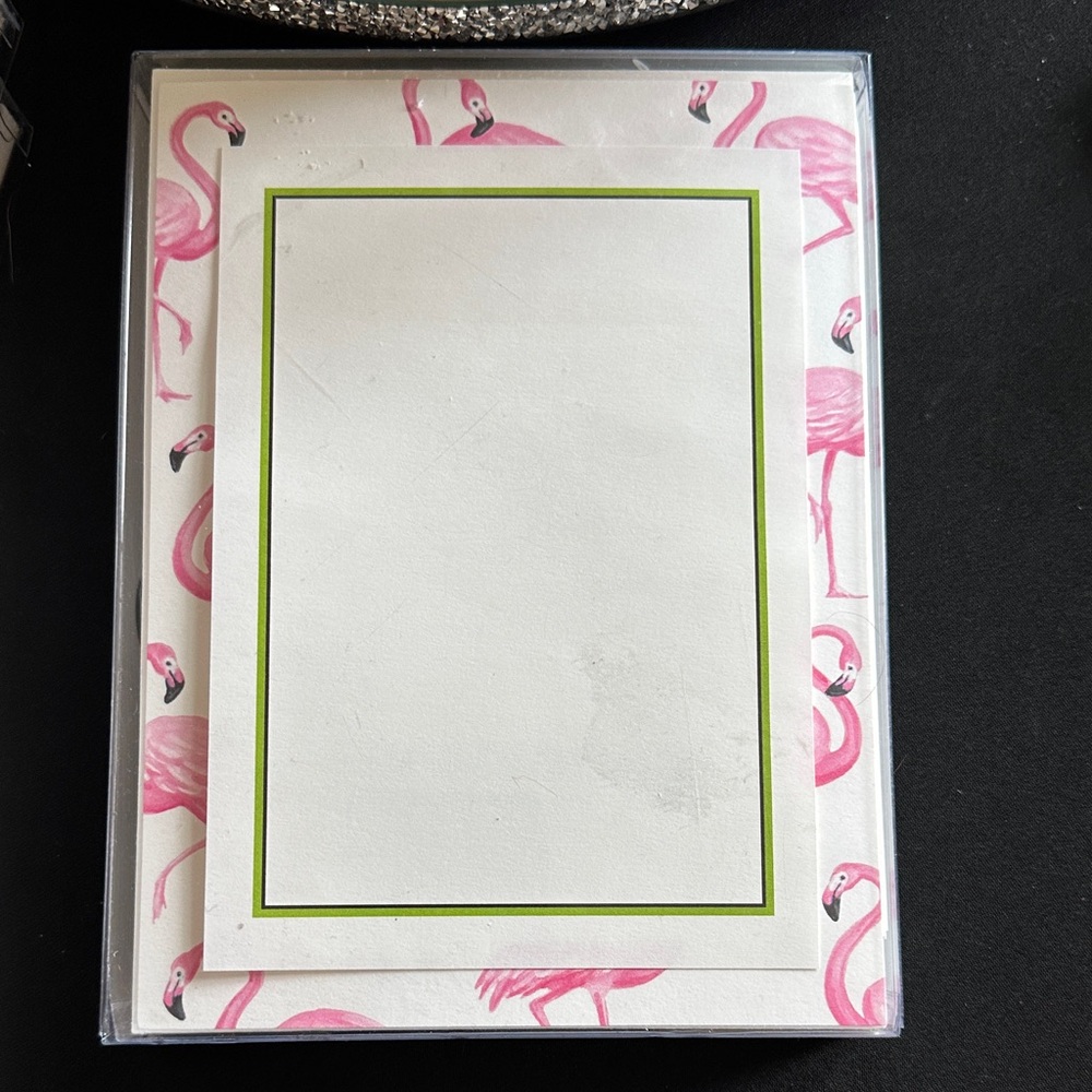 Flamingo Border Layered Customizable Stationery Set by William Arthur